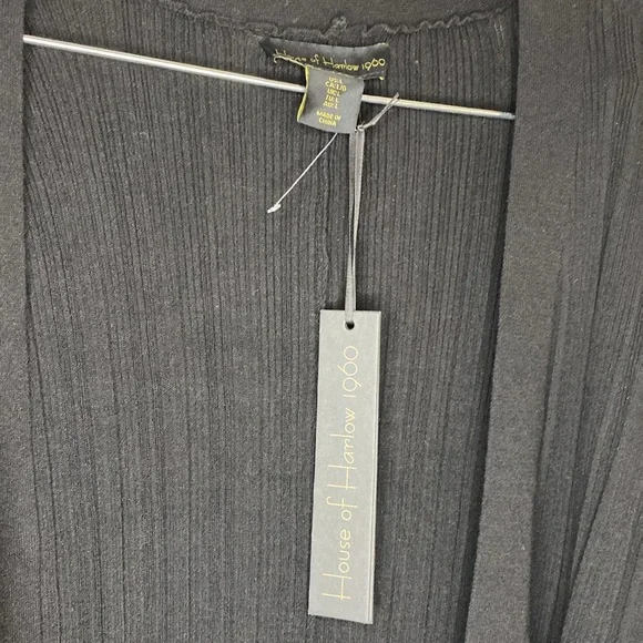 NWT House of Harlow 1960 Black Long Open Front Cardigan Size L - Picture 7 of 13